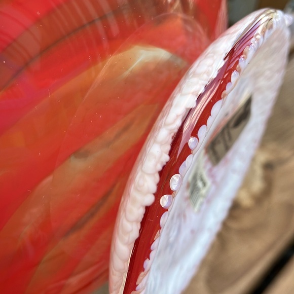 Disney Arribas Brothers blown glass peppermint swirl pedestal bowl - Picture 9 of 9